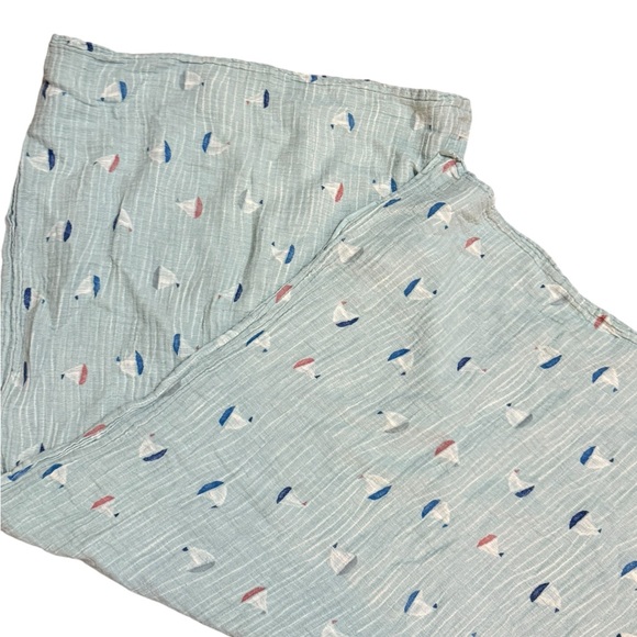 Aden & anais Soft Pale Blue 100% Cotton Baby Swaddle Blanket Sailboat Patterned - Picture 1 of 7